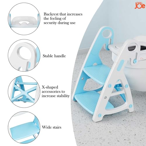 JUNIOR JOE 2 in 1 Potty Training Toilet for Boys & Girls, Used as Toddler Potty Seat & Kids Step Stool (SKY BLUE, 1) - Image 5