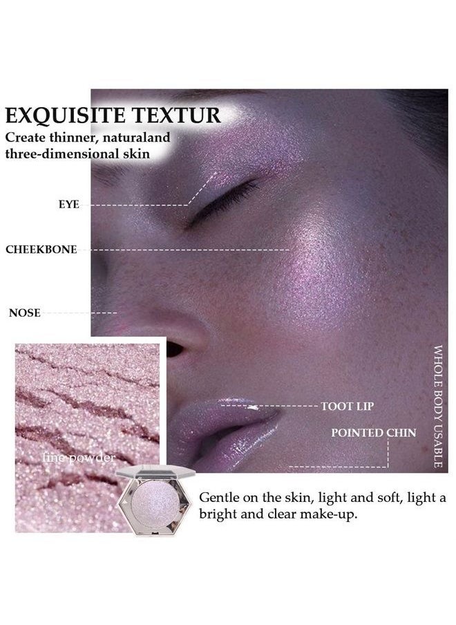 AMY'S DIARY Purple Pink Shimmer Highlighter Highlight Makeup Contour Powder Palette， Face Illuminator Highlighter, Blush and Makeup Highlighter Bronzer Palette Highlighter+Makeup iluminadores Illuminator Make Up 