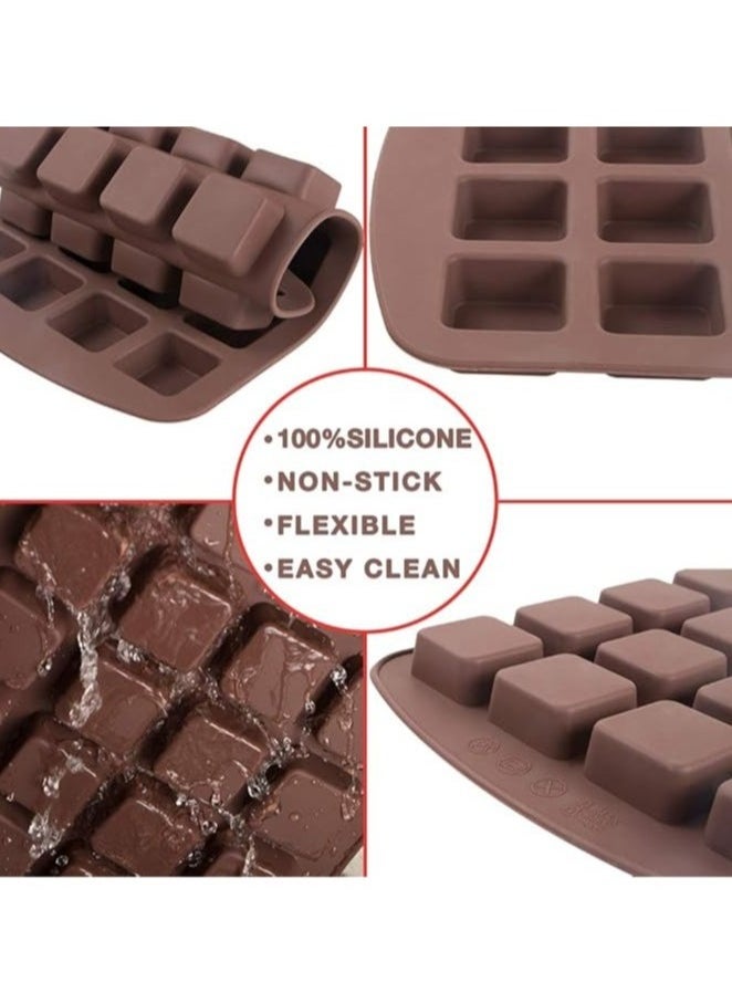 Aralifes - Silicone Chocolate Mould 24 Cavity Square Baking Mould, Baking Pan for Brownie Multipurpose Bake Mold Brown 33 x 21CM - Image 1