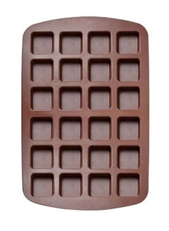 Silicone Chocolate Mould 24 Cavity Square Baking Mould, Baking Pan for Brownie Multipurpose Bake Mold Brown 33 x 21CM