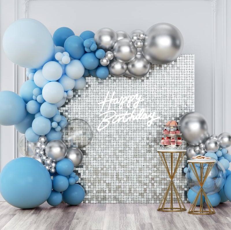 Kate Champagne Gold Shimmer Wall Backdrop 24 Pcs, Square Sequin Panel Decoration, Glitter Silver Photo Backdrop for Wedding Anniversary Birthday 6ftx4ft - Image 1