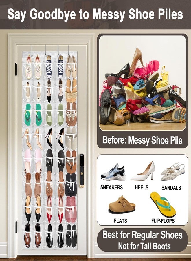 Bofoho Over the Door Shoe Organizer with 40 Clear PVC Pockets – Waterproof Hanging Shoe Holder for Closet & Bathroom – Space-Saving Door Shoe Rack for Shoes, Toys, Toiletries & Snacks (White) - Image 3
