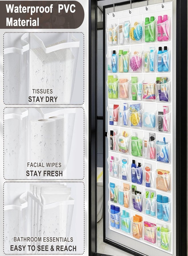 Bofoho Over the Door Shoe Organizer with 40 Clear PVC Pockets – Waterproof Hanging Shoe Holder for Closet & Bathroom – Space-Saving Door Shoe Rack for Shoes, Toys, Toiletries & Snacks (White) - Image 5