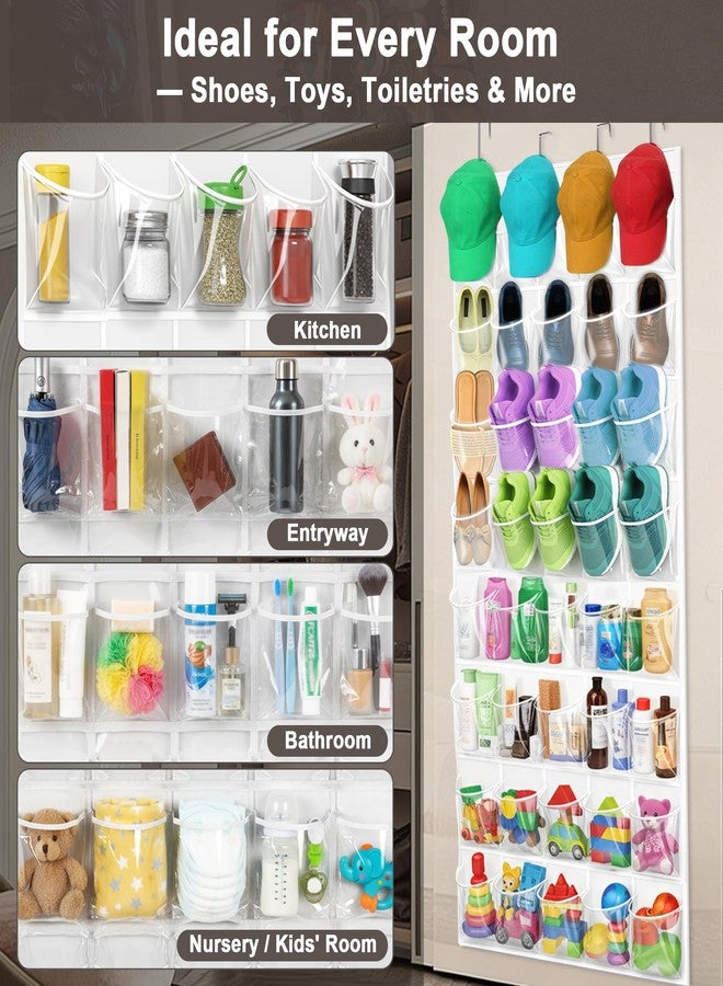 Bofoho Over the Door Shoe Organizer with 40 Clear PVC Pockets – Waterproof Hanging Shoe Holder for Closet & Bathroom – Space-Saving Door Shoe Rack for Shoes, Toys, Toiletries & Snacks (White) - Image 4