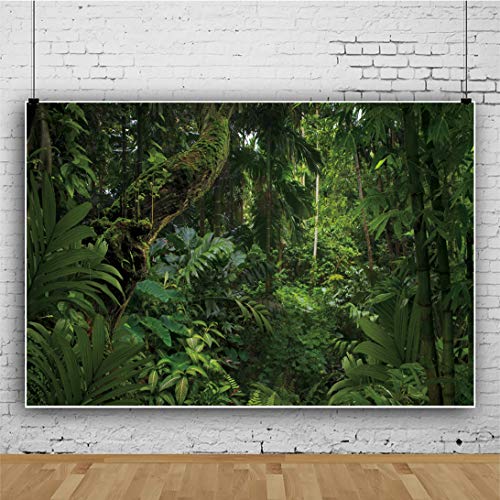 DORCEV 5x3ft Jungle Forest Photography Backdrop for Outdoorsy Camping Theme Party Background Spring Mysterious Rainforest Jungle Forest Tree Natural Scenery Kids Adult Wedding Photo Studio Props - Image 3