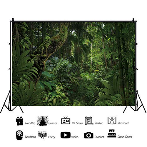 DORCEV 5x3ft Jungle Forest Photography Backdrop for Outdoorsy Camping Theme Party Background Spring Mysterious Rainforest Jungle Forest Tree Natural Scenery Kids Adult Wedding Photo Studio Props - Image 2