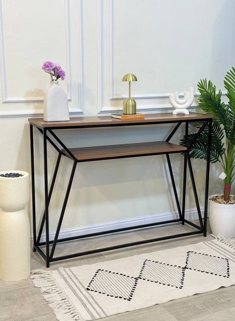 AGD Two-layer Wooden Console with a Metal Frame is a Unique Piece of Furniture that Reflects Originality and Luxury in its Design for the Living Room, Entrance and Office - Image 1