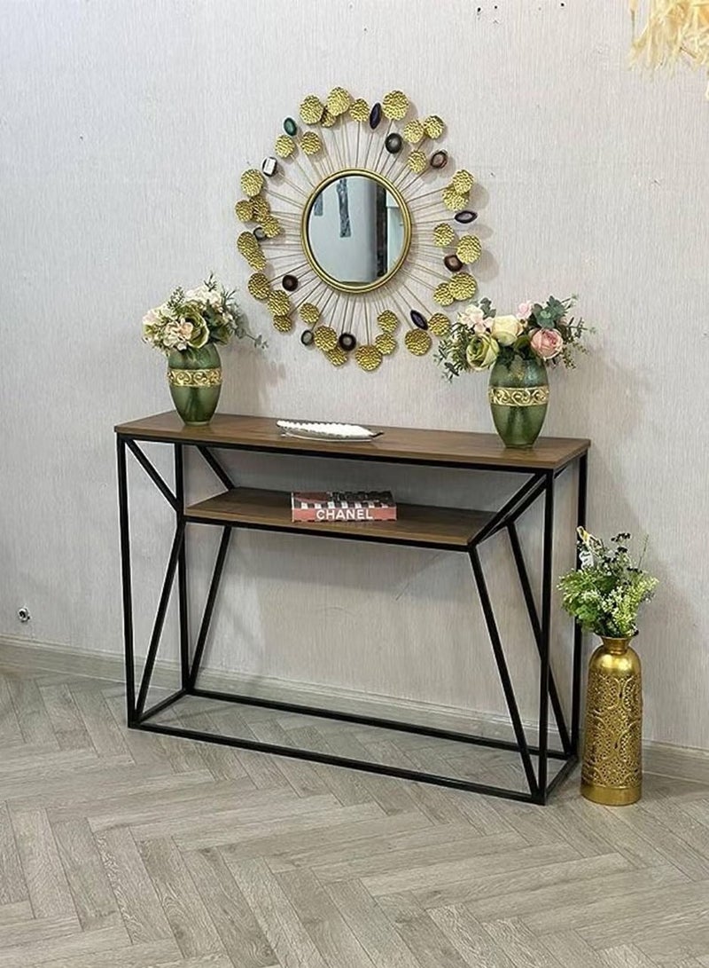 AGD Two-layer Wooden Console with a Metal Frame is a Unique Piece of Furniture that Reflects Originality and Luxury in its Design for the Living Room, Entrance and Office - Image 3