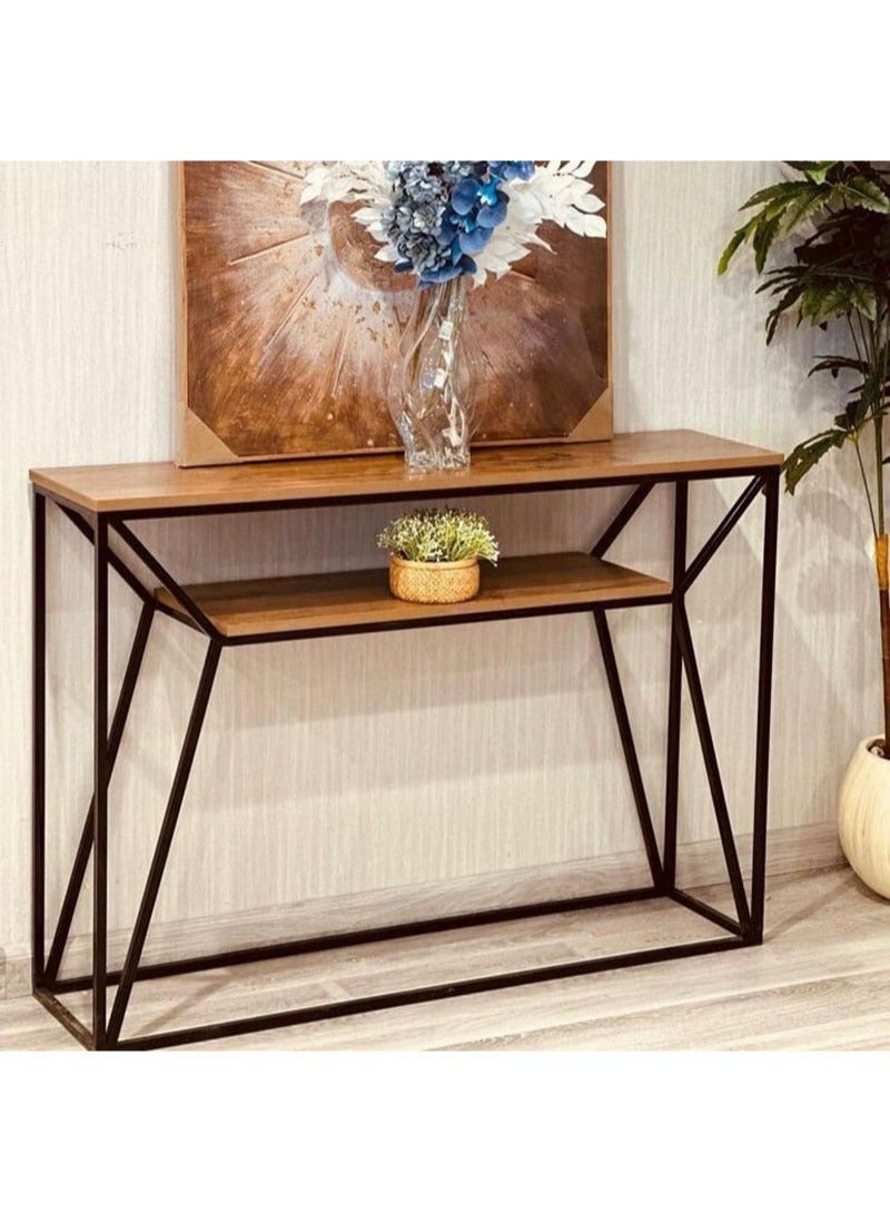 AGD Two-layer Wooden Console with a Metal Frame is a Unique Piece of Furniture that Reflects Originality and Luxury in its Design for the Living Room, Entrance and Office - Image 4