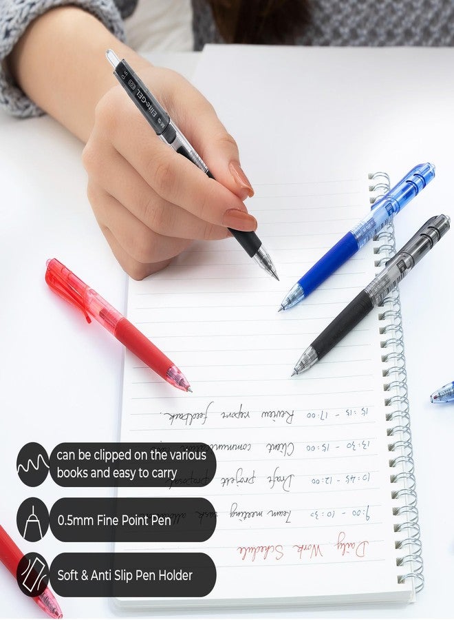 ام اند جي أقلام جل قابلة للسحب من إم آند جي، برأس رفيع 0.5 مم، عبوة من 8 أقلام جل ملونة (أسود/أحمر/أزرق)، أقلام كتابة سلسة، لوازم تدوين ذات سعة كبيرة للمدرسة والمكتب - Image 5