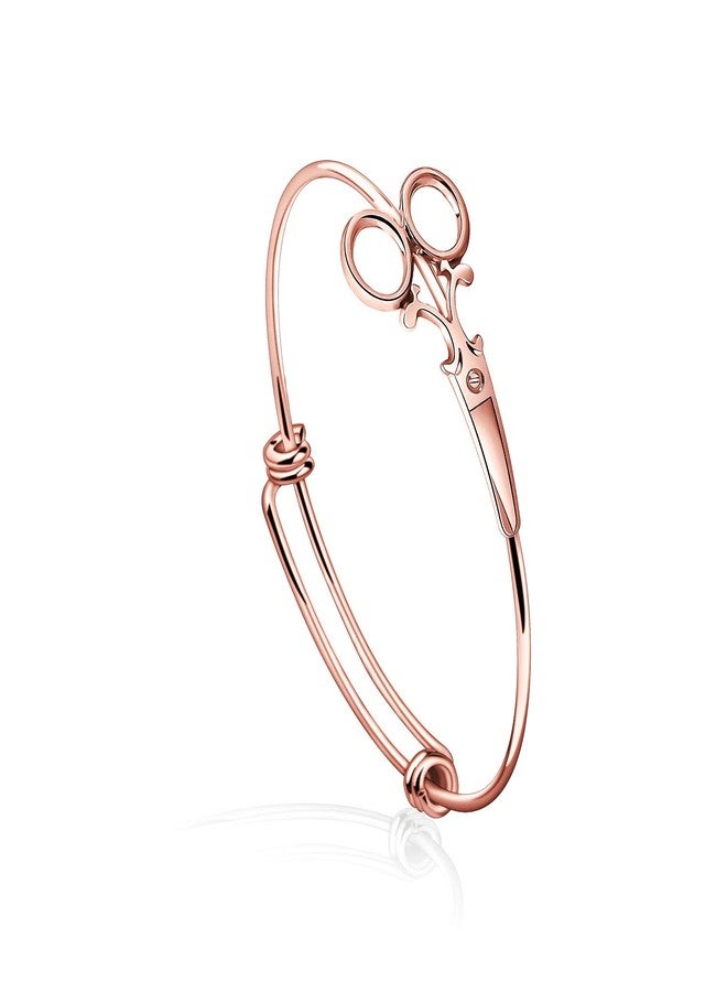 WUSUANED Scissor Shear Adjustable Expandable Wire Bangle Bracelet for Hairdresser Seamstress (scissor bracelet rose gold) - Image 1