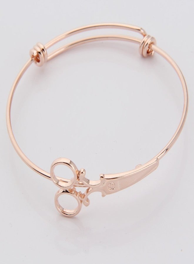 WUSUANED Scissor Shear Adjustable Expandable Wire Bangle Bracelet for Hairdresser Seamstress (scissor bracelet rose gold) - Image 3