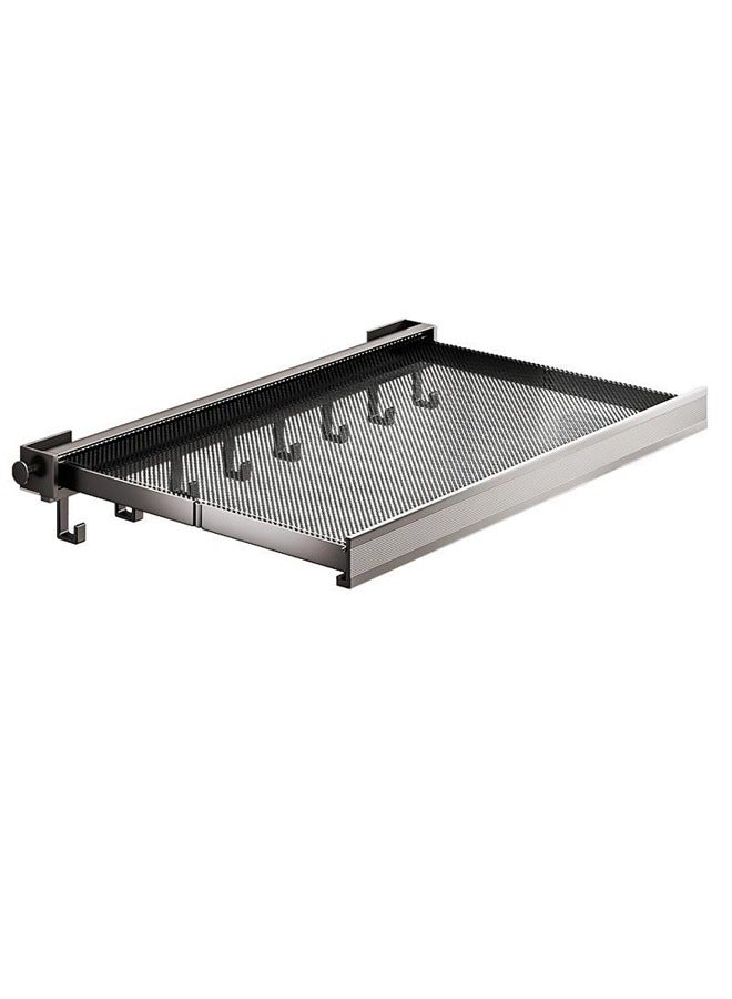 رف تجفيف ملابس قابل للتعديل قابل للتعليق على الحائط قابل للتعليق على الحائط قابل للتعديل （45 سم أسود مع 6 خطافات） - Image 1