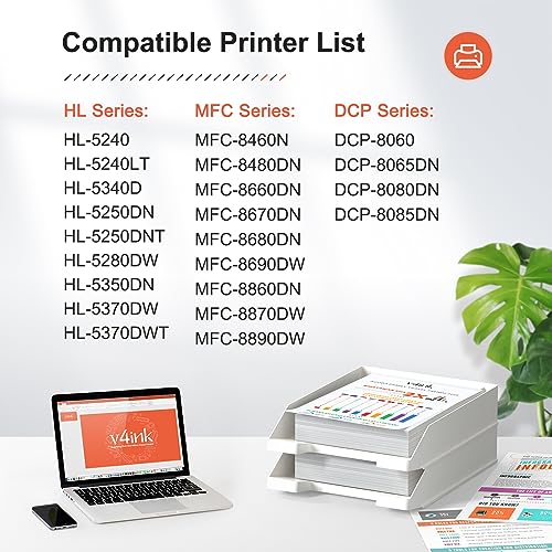 v4ink Compatible Drum Replacement for Brother DR520 DR620 1Pack for DCP-8060 8065 8080 8085 HL-5240 5250 5270 5280 5340 5350 5370 5380 MFC-8460 8480 8660 8670 8680 8690 8860 8870 8880 8890 (Not Toner) - Image 2