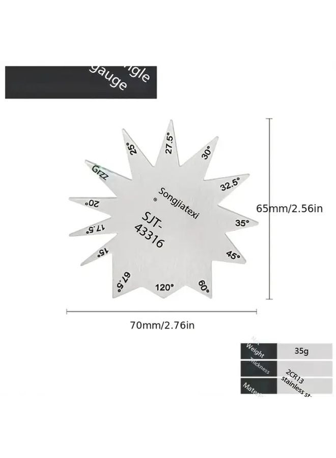 Circular Angle Template Stainless Steel Angle Gauge Dual Scale Ruler For Woodworking - Image 3