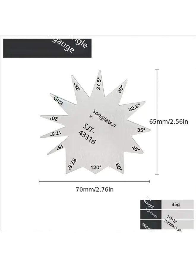 Circular Angle Template Stainless Steel Angle Gauge Dual Scale Ruler For Woodworking - Image 1