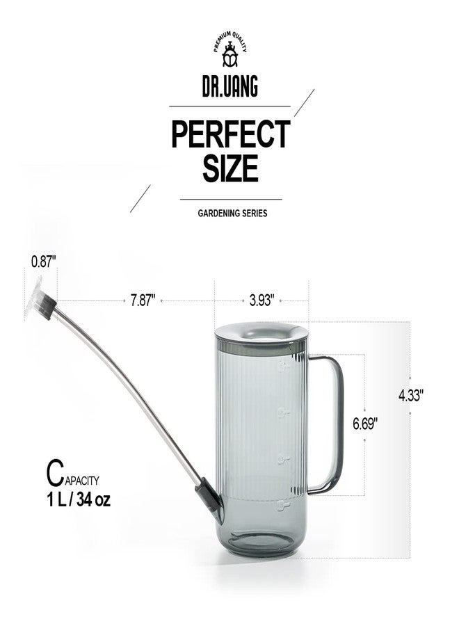 DR.UANG Small Watering Can Indoor Plants with Long Spout (1L, Gray) - Image 2