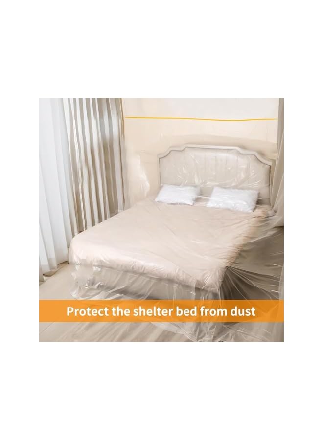 PROMASS Pre-Taped Masking Film 1 Pack, 10 x 65 feet Rolls, Tape and Drape, Painters Plastic Drop Cloth for Automotive Painting Covering, House Decoration Furniture Floor Dustproof Cover - Image 2