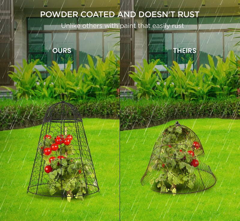 boldworks Garden Cloches for Plants Chicken Wire Cages to Protect from Animals Outdoor Extra Large Rustproof Thicker and Finer Mesh 12" x 20" Pack of 6 - Image 4