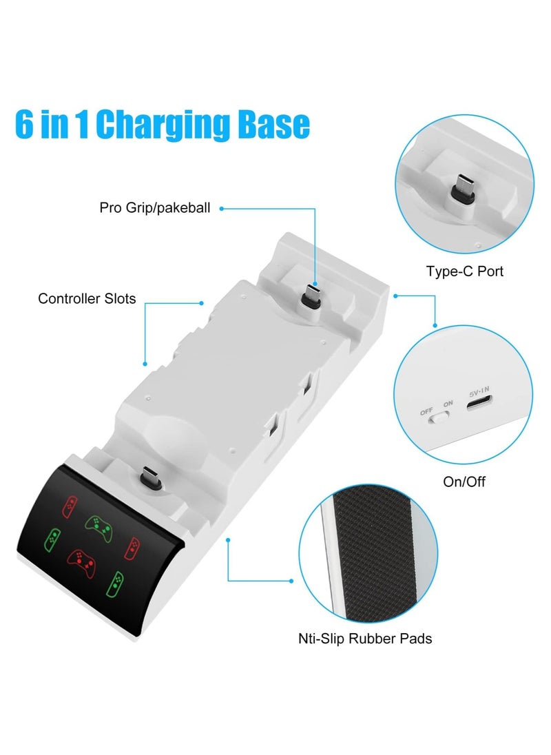 Switch Organizer Charging Dock with 12 Game Storage for Nintendo Switch/Switch OLED Model, Charges 2 Pro Controllers and 4 Joy-Con Controllers Simultaneously
