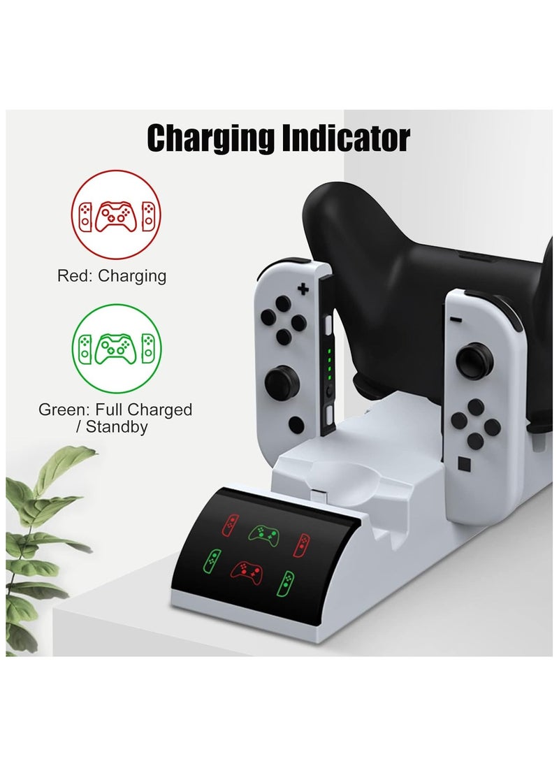 Switch Organizer Charging Dock with 12 Game Storage for Nintendo Switch/Switch OLED Model, Charges 2 Pro Controllers and 4 Joy-Con Controllers Simultaneously