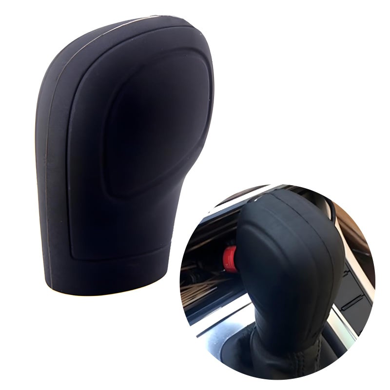 Flygun 2 PCS Car Automatic Gear Shift Knob Cover AntiSlip Waterproof Silicone Vehicle Shifter Boots Universal Durable Automatic Knob Gear Lever Protective Cover for Truck SUV Car RV Black - Image 3