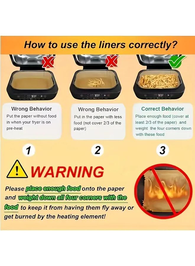 50 Pcs Rectangle Air Fryer Baking Paper Waterproof Oil Resistant Non Stick Heat Resistant Multipurpose Sheets - Image 5
