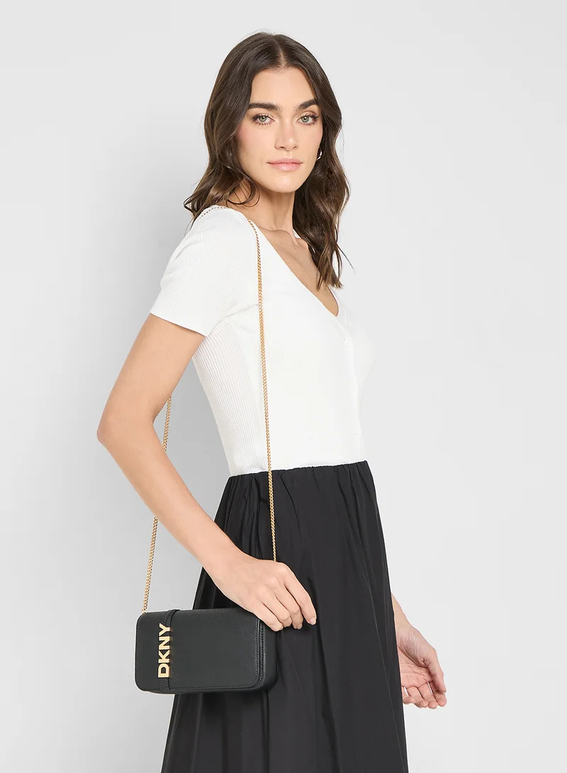 DKNY Logo Avril Flap Crossbody Bag