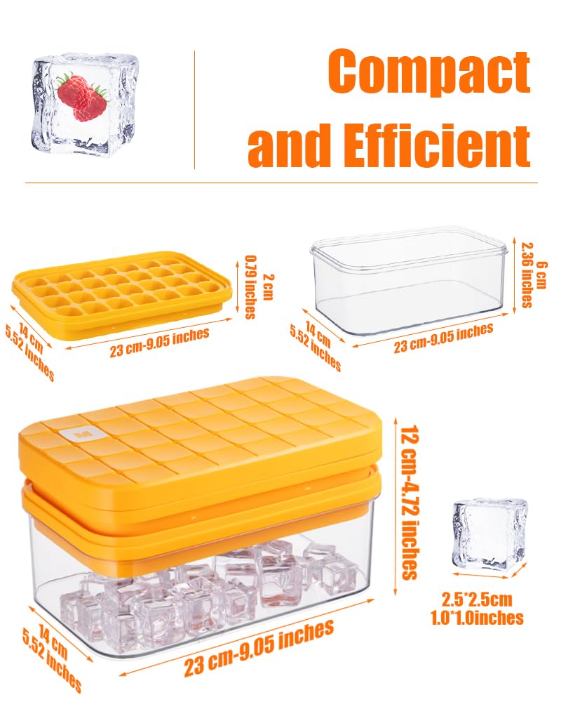 Brigii Ice Cube Tray with Lid&Bin, Ice Cube Mold with 56 Cubes, Stackable Ice Trays for Freezer with Easy-Release Silicone Bottom, for Drinks, Coffee, cocktail - Image 2
