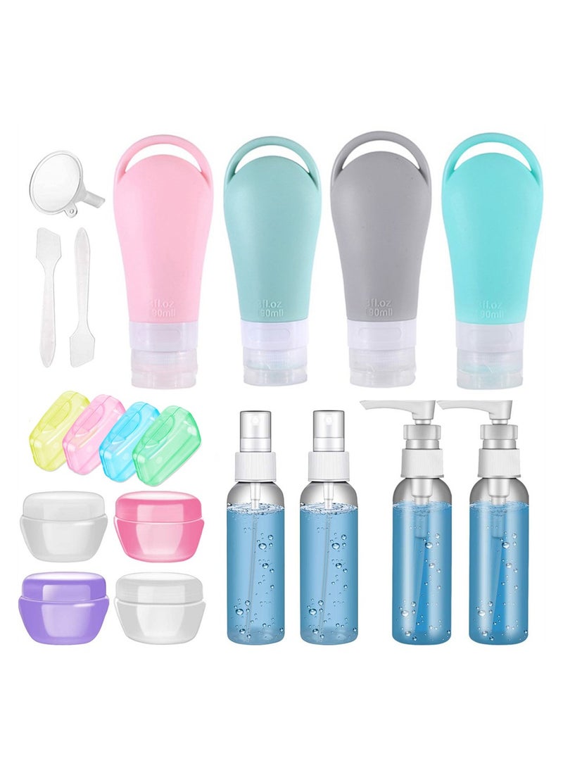 KASTWAVE 21 Pack Leak Proof Silicone Travel Bottles Set, ELECDON TSA Approved Leak Proof Squeezable Containers for Toiletries, Travel Size Accessories and Shampoo Conditioner Bottles with Tags (BPA Free) - Image 1