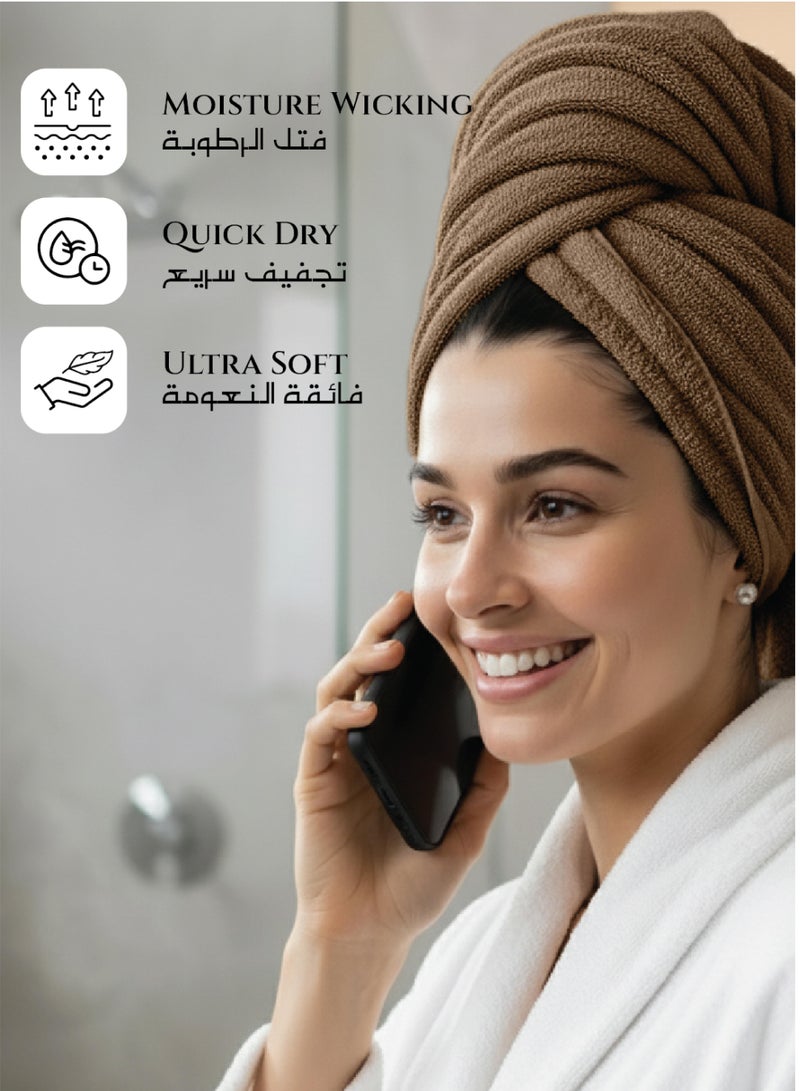 Cotton home Cotton Home Premium Cotton Towel 70x140cm 2-Piece Bath Towel 600 GSM Quick Dry Highly Absorbent Thick Bathroom SoftTowels for Bath And Spa Lightweight, Quick Dry and Durable Wood Brown - Image 5