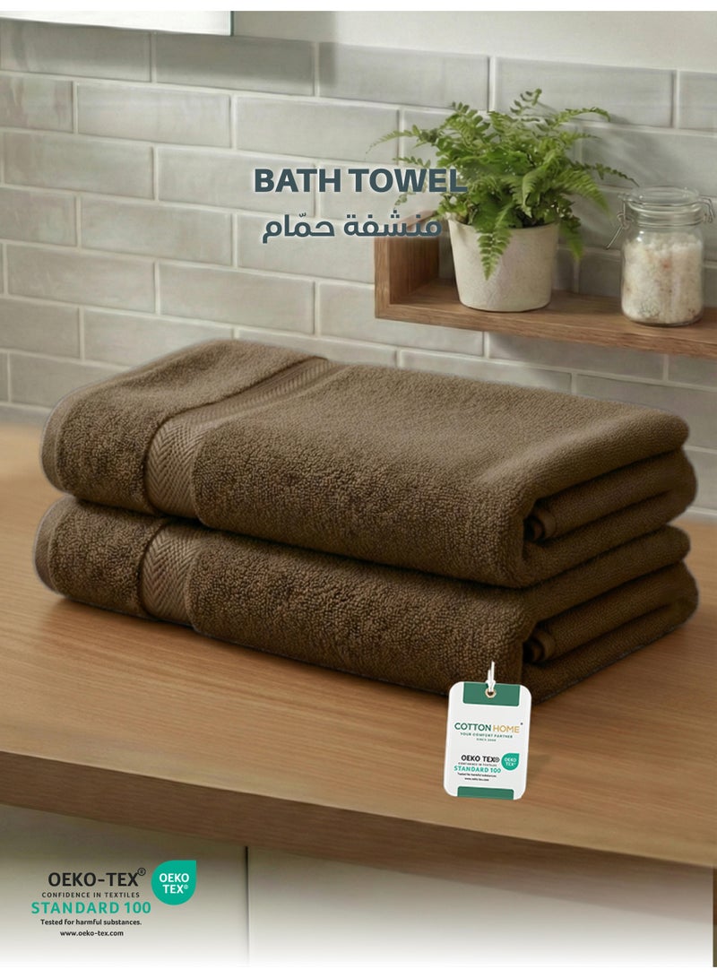 Cotton home Cotton Home Premium Cotton Towel 70x140cm 2-Piece Bath Towel 600 GSM Quick Dry Highly Absorbent Thick Bathroom SoftTowels for Bath And Spa Lightweight, Quick Dry and Durable Wood Brown - Image 1