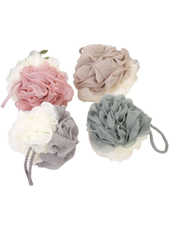 ECVV Bath Sponge Shower Loofah Tennis Sponge Multicolor Bathroom Men Ladies Scrubber Cleaning Loofah Bath Accessories Dropshiping Useful Design Random Color Pack Of 4 - Image 1