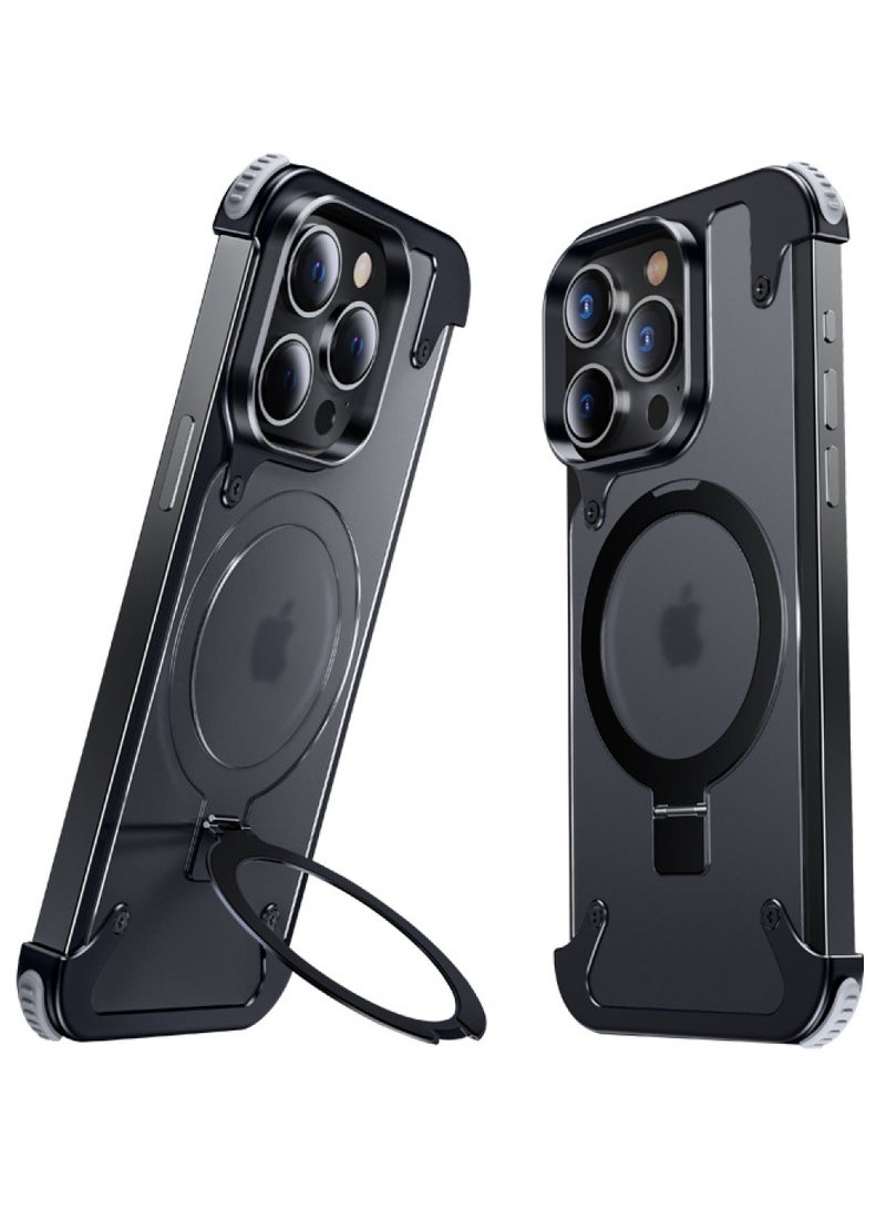 Rock Pow Magnetic mobile phone case suitable for Apple 15Promax metal anti-fall airbag protective case - Image 1