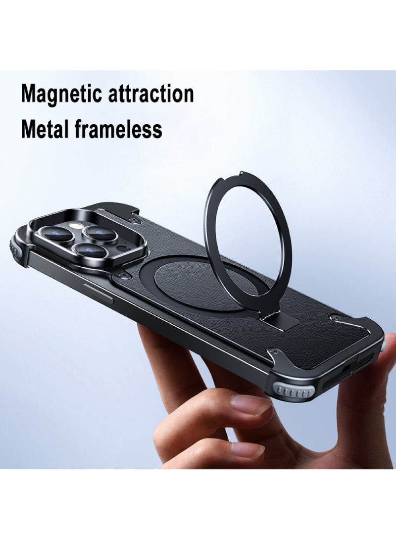 Rock Pow Magnetic mobile phone case suitable for Apple 15Promax metal anti-fall airbag protective case - Image 2