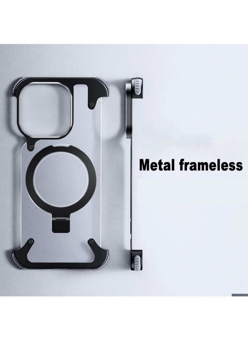 Rock Pow Magnetic mobile phone case suitable for Apple 15Promax metal anti-fall airbag protective case - Image 3