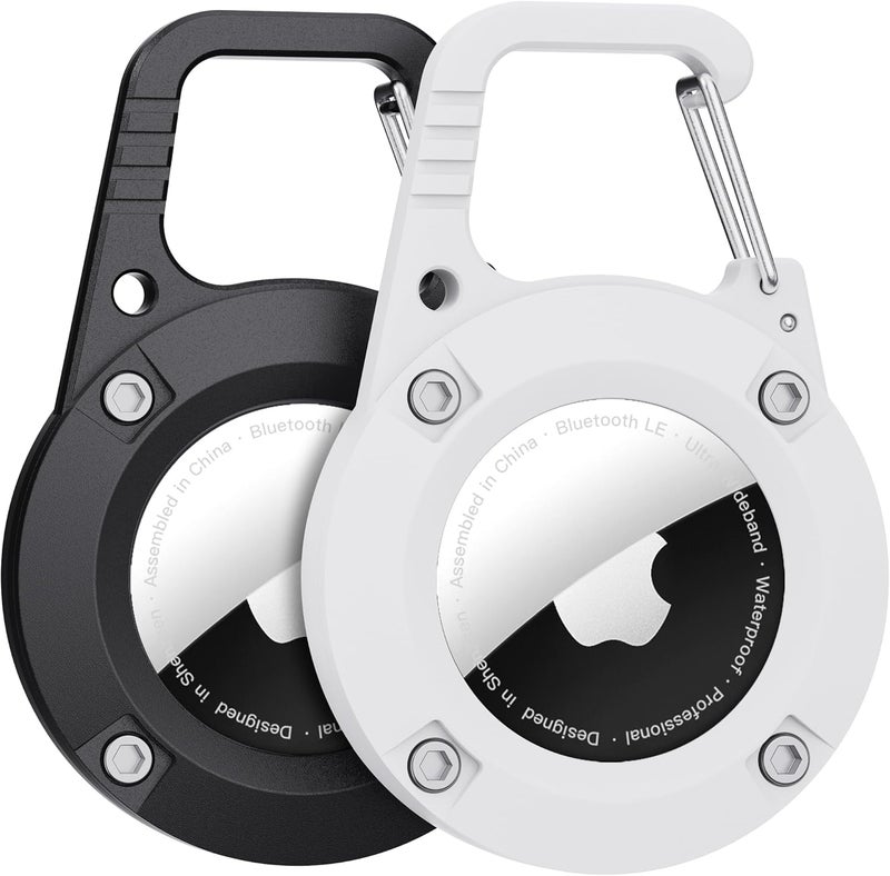 for AirTag Holder 2 Pack(1st & 2nd Generation),Ultra-Durable Apple AirTag Keychain Case with Carabiner,Waterproof AirTag Holder for Luggage,Keys,Backpack,Car,Bags,Kids(Black&White) - Image 1