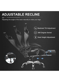 Lesha Gaming Chair, Big and Tall Gamer Chair, Racing Style Adjustable Swivel Office Chair, Ergonomic Video Game Chairs with Headrest and Lumbar Support  - Image 2