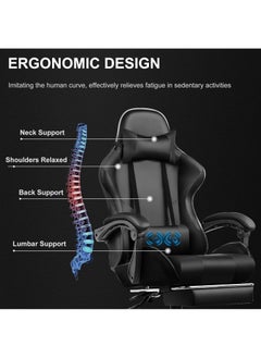 Lesha Gaming Chair, Big and Tall Gamer Chair, Racing Style Adjustable Swivel Office Chair, Ergonomic Video Game Chairs with Headrest and Lumbar Support  - Image 3