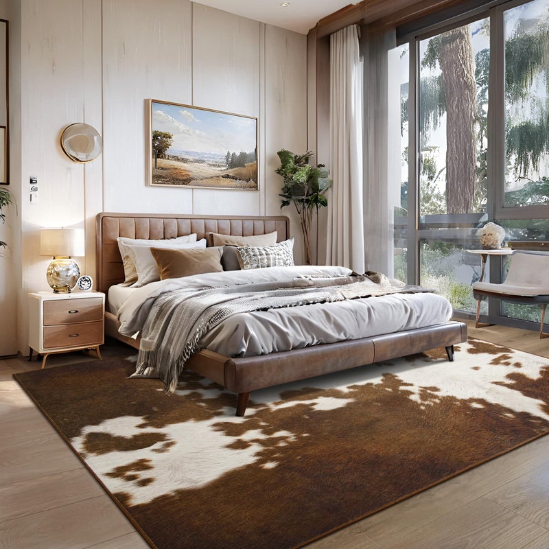 Foxmas Area Rugs for Living Room, 5x7 Feet Cow Print Washable Rug, Non-Slip Low Pile Indoor Floor Cowhide Animal Rug, Carpet for Bedroom Dining Room Laundry Room Western Kitchen Home Office - Image 5