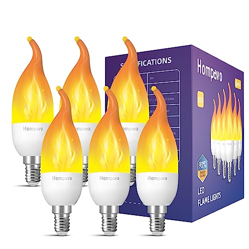 Hompavo Upgraded LED Flame Light Bulbs 3 Modes Flickering Light Bulbs E12 Chandelier Base Candle Fire Light Bulb for Christmas Halloween Party Porch Indoor Outdoor Home Decoration 6 Pack - Image 1