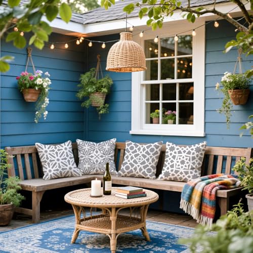 Cirzone Outdoor Pillow Covers 18x18 Set of 4 Morden Grey and White Geometric Patterns Waterproof Throw Outdoor Pillows Boho Decorations for Funiture Patio Garden Home - Image 3