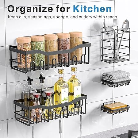 CHALISA Shower Caddy 5 in 1 Combo, Bathroom Shower Organizer, Shower Shelver for Inside Shower, No Drilling Shelves for Bathroom with Soap & Toothbrush Holder, Large Wall-Mounted Kitchen & Home Decor - Image 5