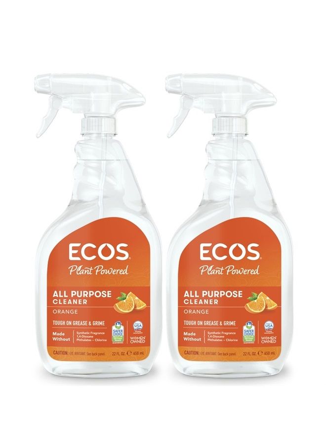 ECOS منظف متعدد الأغراض، برتقال، زجاجة 22 أونصة من منتجات إيرث فريندلي (عبوة من 2) - Image 1