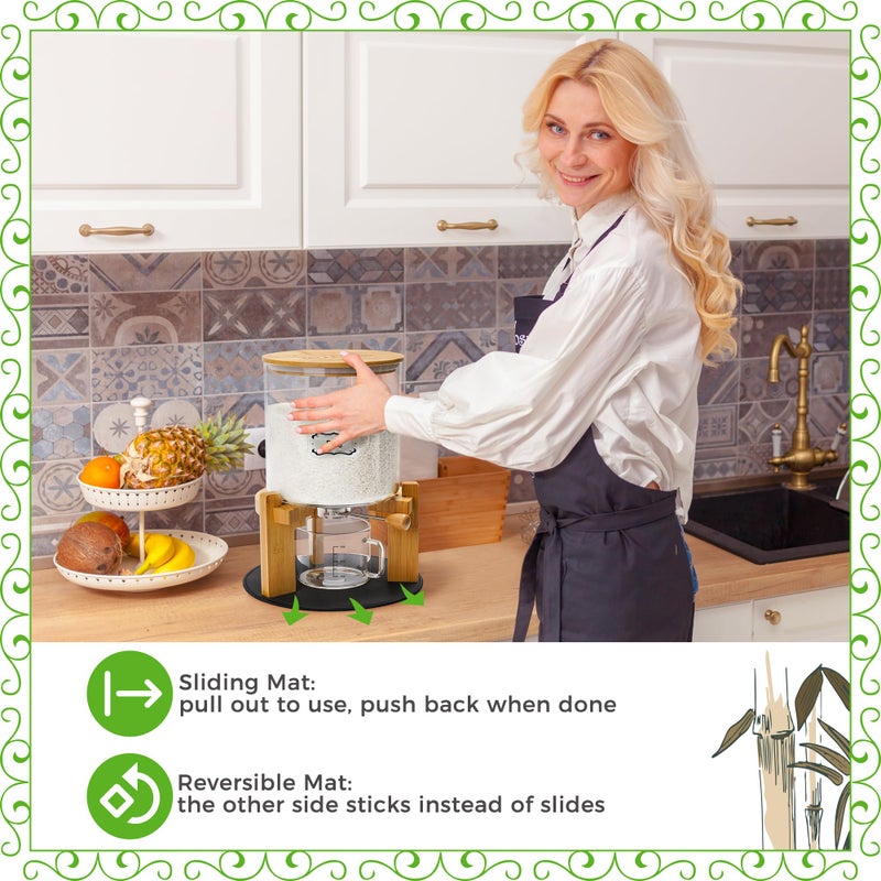 Belle Parc Glass Rice Dispenser 10 lbs, with Airtight Lid & Labels & Slider mat. Make your glass rice container Glass AND Bamboo rice container! Best 5L capacity grain dispenser and rice holder - Image 3