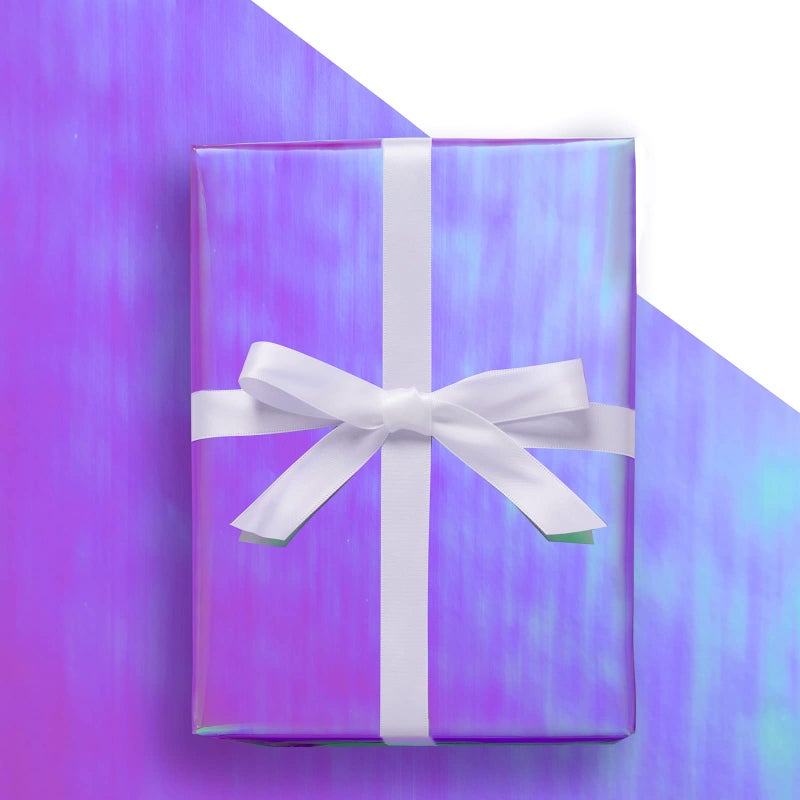 LeZakaa Purple Wrapping Paper Roll - Holographic Iridescent Wrapping Paper for Birthday, Valentine's, Mother's Day, Holiday - 17 inches x 32.8 Feet (47.23 sq.ft.) - Image 1
