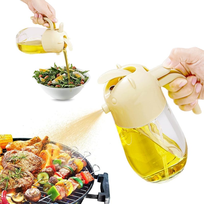 KESHAVAM RabbitShaped 2 in 1 Oil Dispenser Bottle Glass Container with Decorative Design for Cooking Oil Salad Dressing Kitchen Use - Image 1