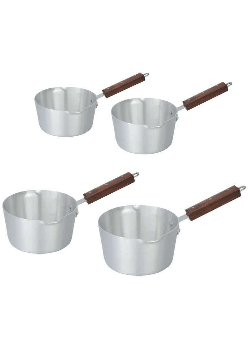 Shine 4-Pcs Milk Boiler Cookware Set With  Pour Lips With Wood Handle4.5L /3.5L/2.5L/1.5L - Image 2