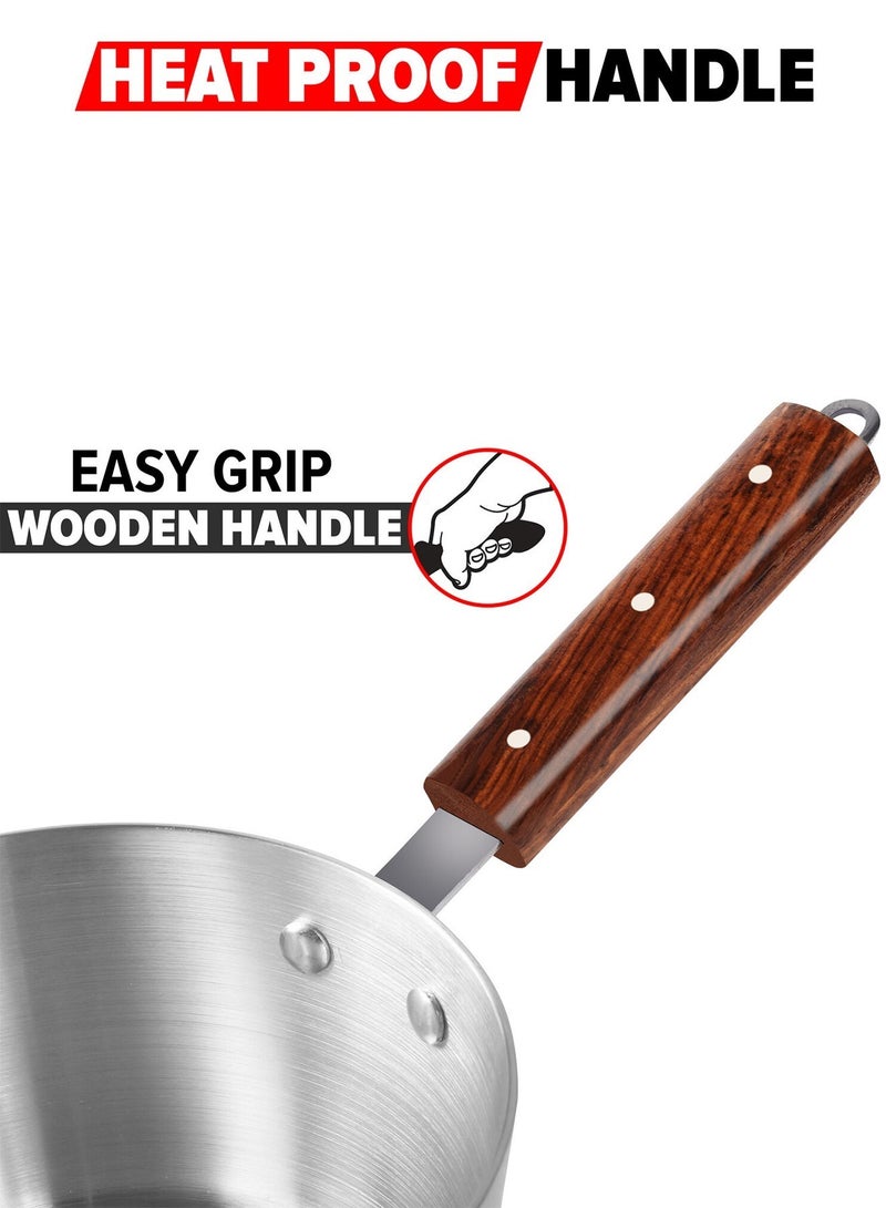 Shine 4-Pcs Milk Boiler Cookware Set With  Pour Lips With Wood Handle4.5L /3.5L/2.5L/1.5L - Image 5