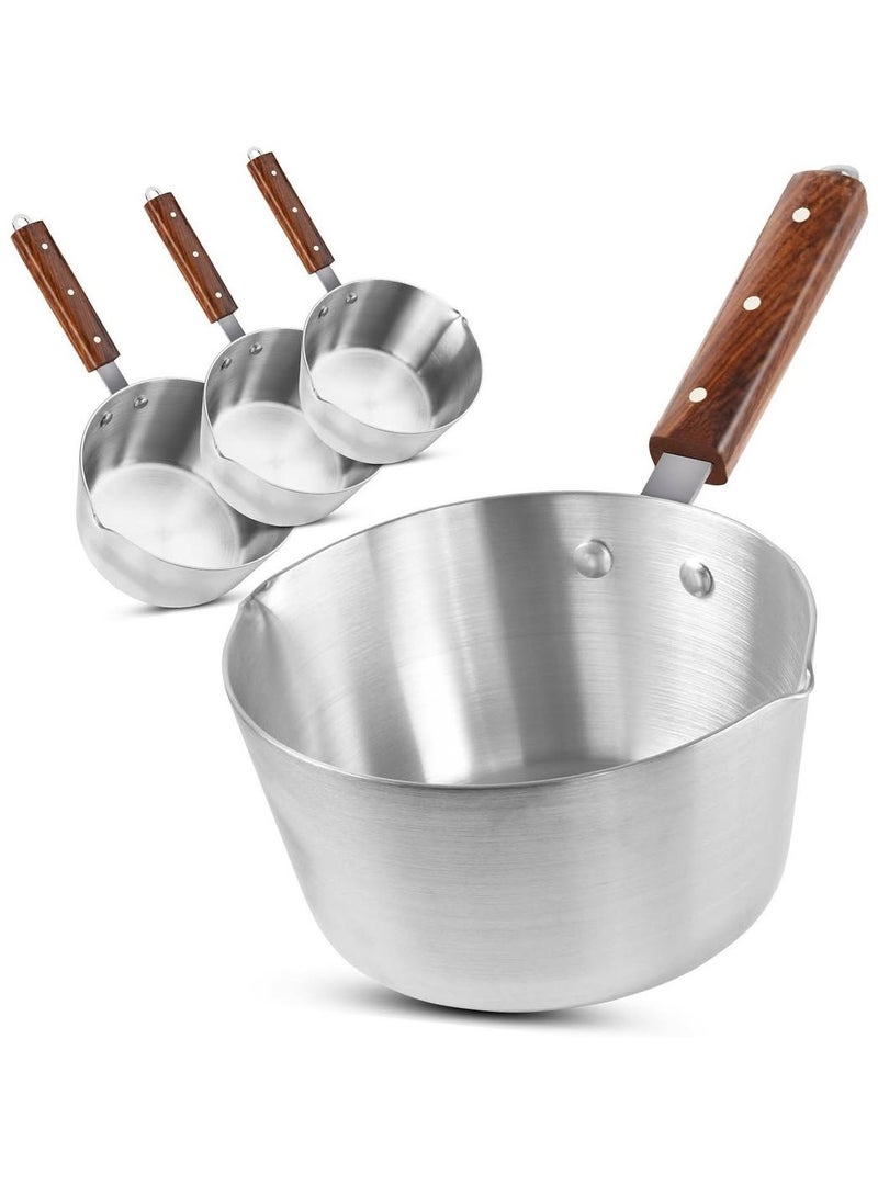 Shine 4-Pcs Milk Boiler Cookware Set With  Pour Lips With Wood Handle4.5L /3.5L/2.5L/1.5L - Image 1